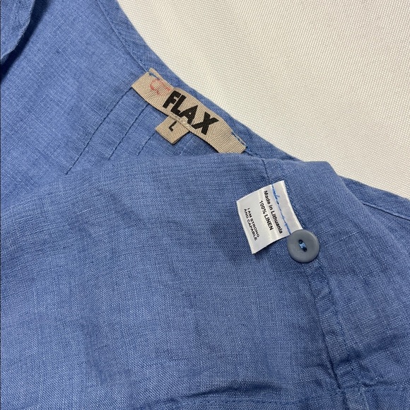 FLAX Linen Layering Top Stormy Blue 100% Linen Blazer Lagenlook Oversized L NEW - Picture 2 of 10